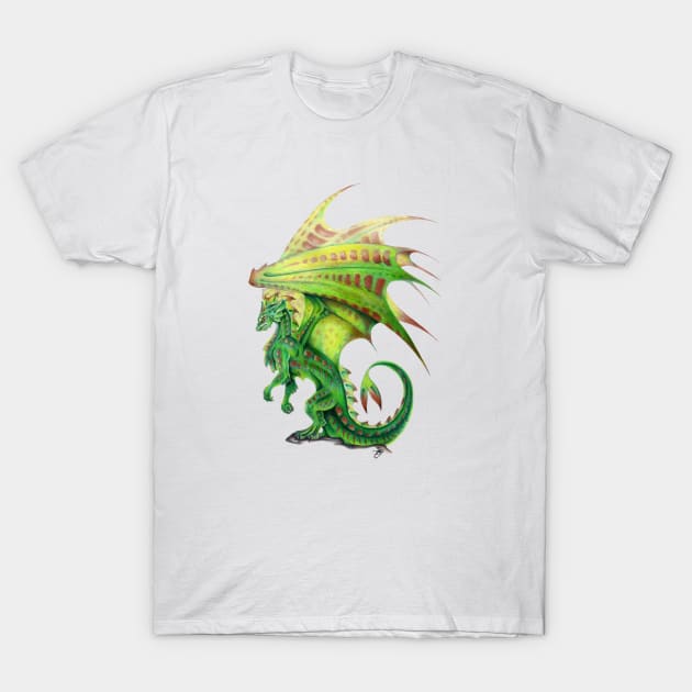 Majestic Woodland Green Dragon T-Shirt by Sandra Staple